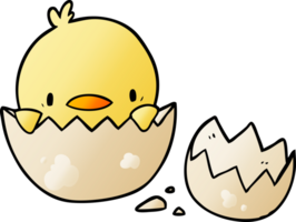 cute cartoon chick hatching from egg drawing png
