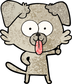 Karikatur Hund mit Zunge kleben aus Zeichnung png