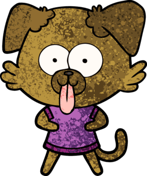 Karikatur Hund mit Zunge kleben aus Zeichnung png