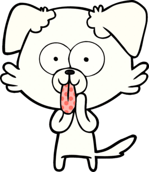 Karikatur Hund mit Zunge kleben aus Zeichnung png
