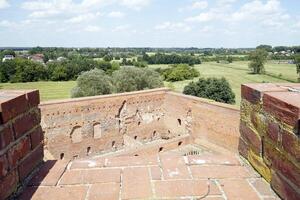 Ciechanow, Poland - June 8th, 2024 - Internal courtyard at Castle of the Masovian Dukes - view from tower photo