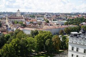 Vilnius, Lithuania - September 3th 2023 - Aerial view of the Old Town photo