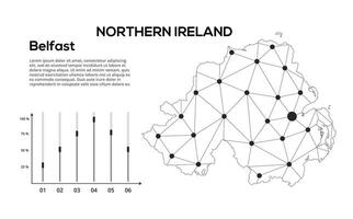 Communication network map. image of a low poly global map with city lights. Map in the form of lines and dots vector