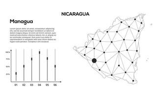 Communication network map. image of a low poly global map with city lights. Map in the form of lines and dots vector