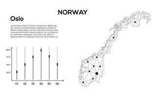 Communication network map. image of a low poly global map with city lights. Map in the form of lines and dots vector