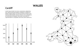 Communication network map. image of a low poly global map with city lights. Map in the form of lines and dots vector