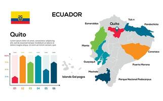 Ecuador map. image of a global map in the form of regions of regions. Country flag. Infographic timeline. Easy to edit vector
