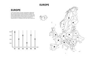 Communication network map. image of a low poly global map with city lights. Map in the form of lines and dots vector