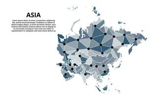 Communication network map. image of a low poly global map with city lights. Map in the form of lines and dots vector