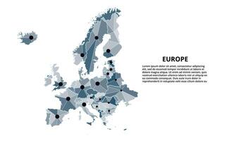 Communication network map. image of a low poly global map with city lights. Map in the form of lines and dots vector