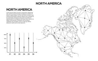 Communication network map. image of a low poly global map with city lights. Map in the form of lines and dots vector