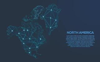North America communication network map. low poly image of a global map with lights in the form of cities. Map in the form of a constellation, mute and stars. vector