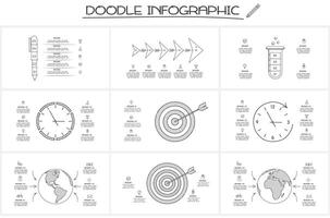 Set doodle infographic elements with options. business template for presentation vector