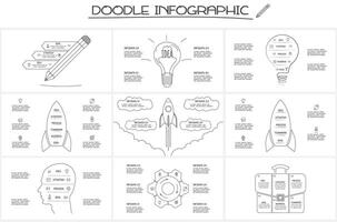 Set doodle infographic elements with options. business template for presentation vector