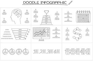 Set doodle infographic elements with options. business template for presentation vector