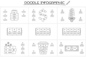 Set doodle infographic elements with options. business template for presentation vector