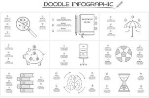 Set doodle infographic elements with options. business template for presentation vector
