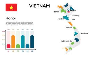 Vietnam map. image of a global map in the form of regions of regions. Country flag. Infographic timeline. Easy to edit vector