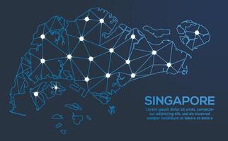 Communication network map. image of a low poly global map with city lights. Map in the form of lines and dots vector