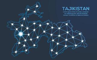 Communication network map. image of a low poly global map with city lights. Map in the form of lines and dots vector