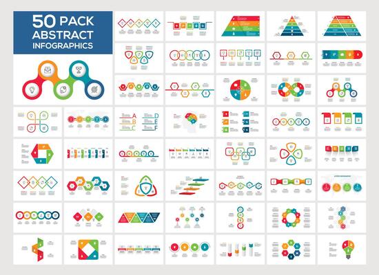 Set abstract infographic with steps, options, parts or processes. Business data visualization.