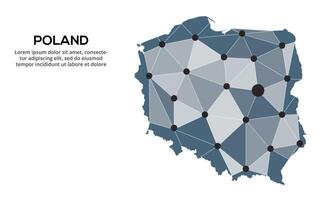 Communication network map. image of a low poly global map with city lights. Map in the form of lines and dots vector