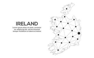 Communication network map. image of a low poly global map with city lights. Map in the form of lines and dots vector