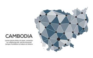Communication network map. image of a low poly global map with city lights. Map in the form of lines and dots vector