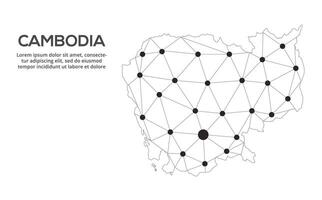 Communication network map. image of a low poly global map with city lights. Map in the form of lines and dots vector