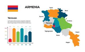 Armenia map. image of a global map in the form of regions of regions. Country flag. Infographic timeline. Easy to edit vector
