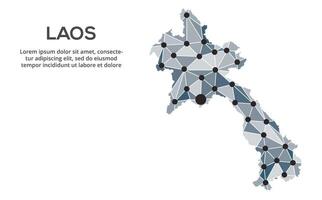 Communication network map. image of a low poly global map with city lights. Map in the form of lines and dots vector