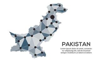 Communication network map. image of a low poly global map with city lights. Map in the form of lines and dots vector