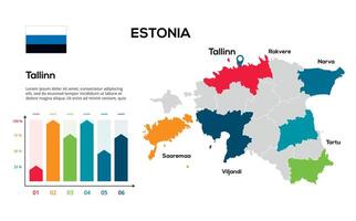 Estonia map. image of a global map in the form of regions of regions. Country flag. Infographic timeline. Easy to edit vector