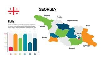 Georggia map. image of a global map in the form of regions of regions. Country flag. Infographic timeline. Easy to edit vector