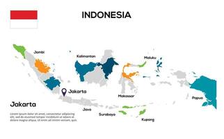 Indonesia map. image of a global map in the form of regions of regions. Country flag. Infographic timeline. Easy to edit vector