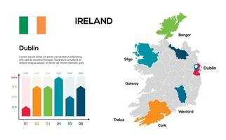 Ireland map. image of a global map in the form of regions of regions. Country flag. Infographic timeline. Easy to edit vector