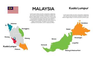 Malasia map. image of a global map in the form of regions of regions. Country flag. Infographic timeline. Easy to edit vector