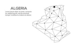 Communication network map. image of a low poly global map with city lights. Map in the form of lines and dots vector