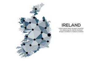 Communication network map. image of a low poly global map with city lights. Map in the form of lines and dots vector