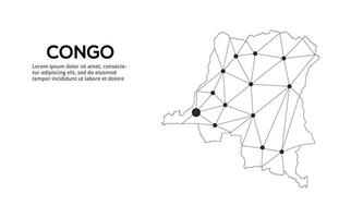 Communication network map. image of a low poly global map with city lights. Map in the form of lines and dots vector