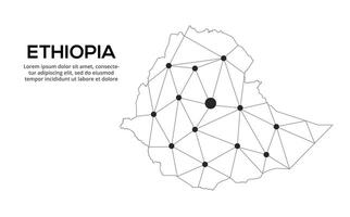 Communication network map. image of a low poly global map with city lights. Map in the form of lines and dots vector