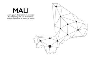 Communication network map. image of a low poly global map with city lights. Map in the form of lines and dots vector