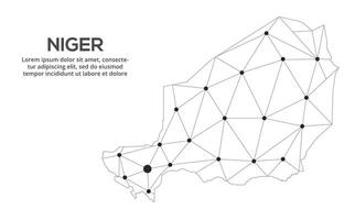 Communication network map. image of a low poly global map with city lights. Map in the form of lines and dots vector
