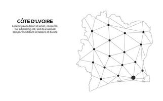 Communication network map. image of a low poly global map with city lights. Map in the form of lines and dots vector