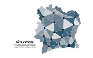 Communication network map. image of a low poly global map with city lights. Map in the form of lines and dots vector