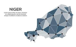 Communication network map. image of a low poly global map with city lights. Map in the form of lines and dots vector