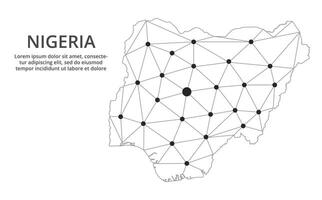 Communication network map. image of a low poly global map with city lights. Map in the form of lines and dots vector