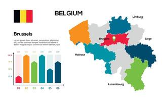 Belgium map. image of a global map in the form of regions of regions. Country flag. Infographic timeline. Easy to edit vector