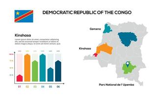 Congo map. image of a global map in the form of regions of regions. Country flag. Infographic timeline. Easy to edit vector