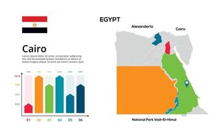 Egypt map. image of a global map in the form of regions of regions. Country flag. Infographic timeline. Easy to edit vector
